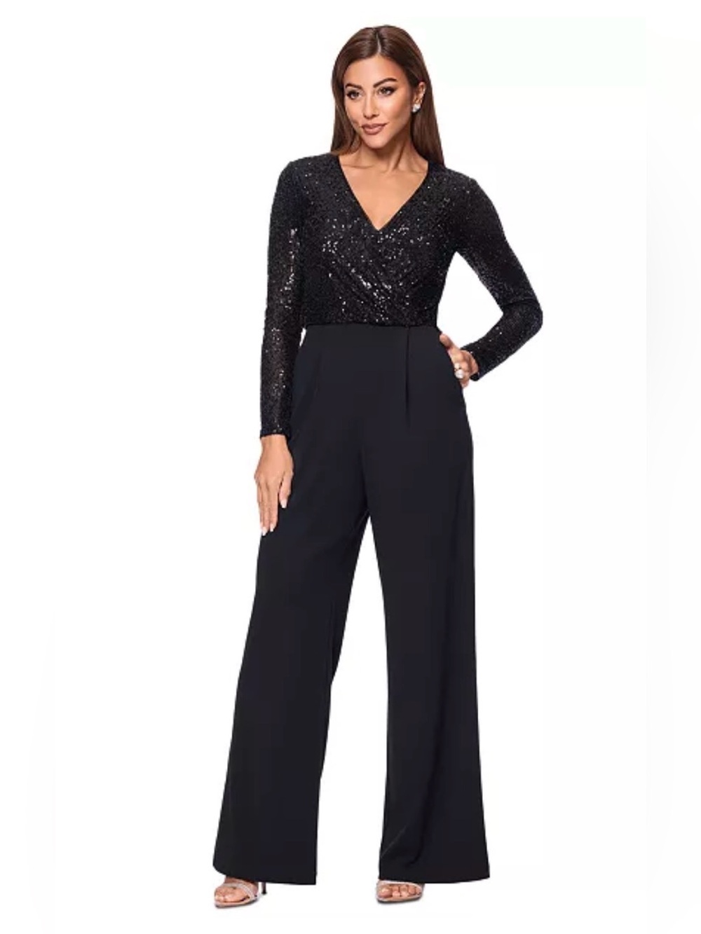 Xscape Women's Sequined-Bodice Straight-Leg Jumpsuit NWT size 16